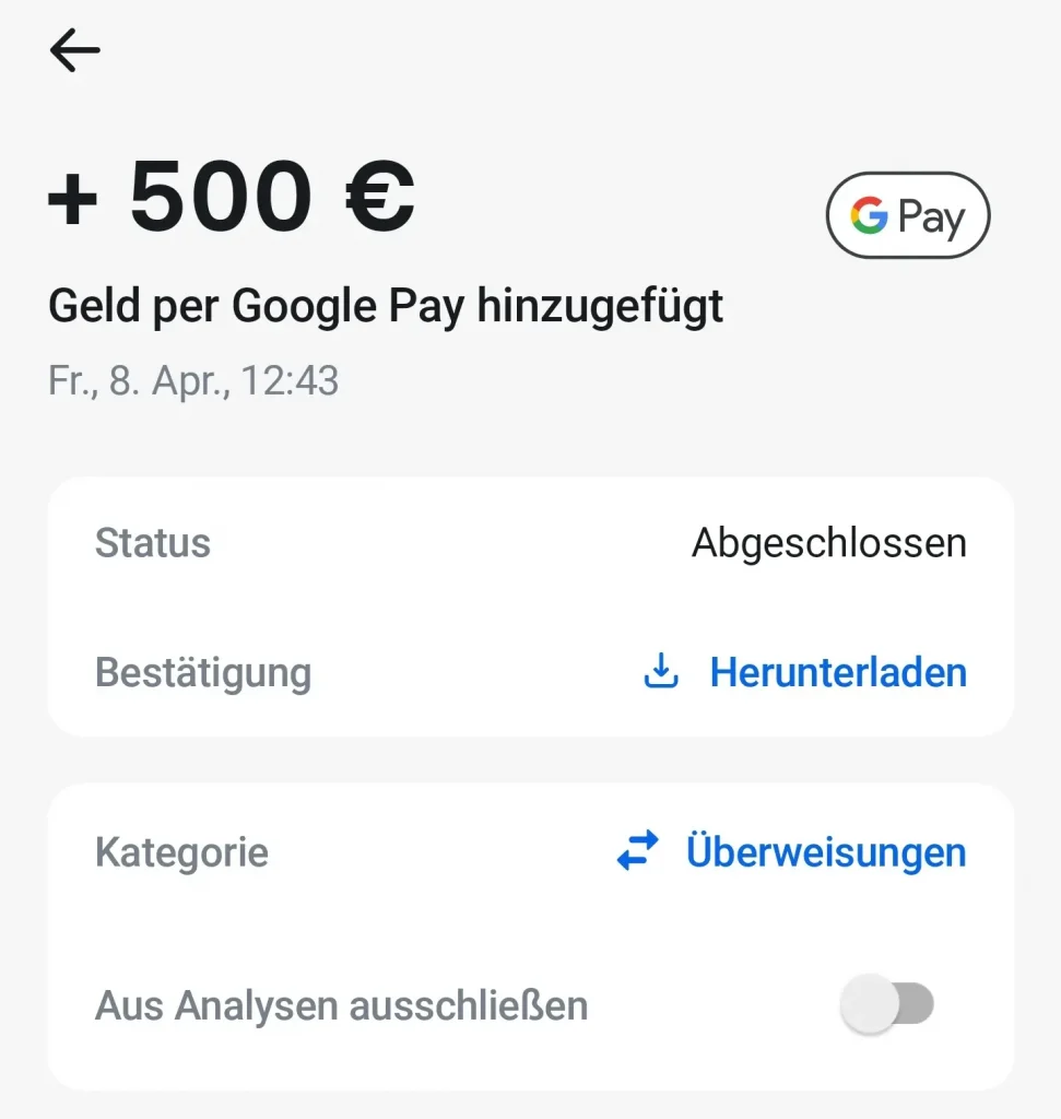 Revolut Einzahlung mit Google Pay