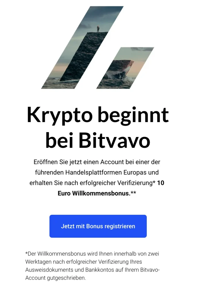 Bitvavo 10 Euro Willkommensbonus und 1000 Euro gratis Handelsvolumen